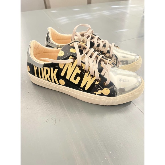 New York Goby womens sneakers Size 39 ( 8 us)  Metallic navy and cream - Picture 1 of 13